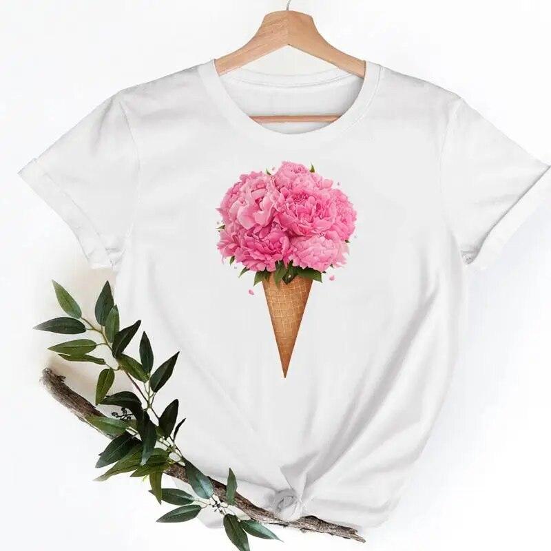 Tee Shirt T Fish Watercolor Printing Women Casual Fashion Tshirt Top Female Lady Clothes Short Sleeve Graphic T-shirts