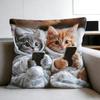 Vibrant Bohemian Style Short Plush Pillow Cover 45x45cm Charming Kitten Living Room Bedroom Decor (Pillow Insert Not Included)
