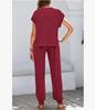 2026 Sommer Damen Zweiteiliges Gestreiftes Jogging-Set: Kurzarm-Oberteil & Lange Hose