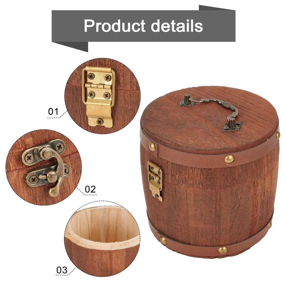 Portable Wood Barrel Canister with Buckle Antique Mini Storage Box  Kitchen Storage
