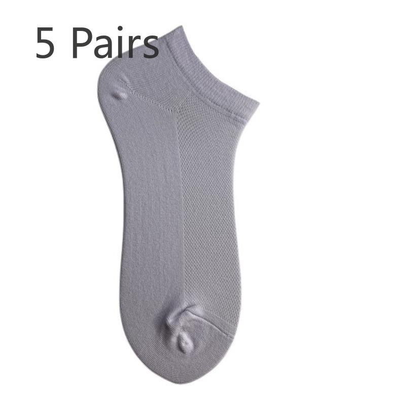 5 Pairs of Non-drop Heel Cotton Socks Shallow Invisible Short Socks Men and Women Hip-hop Couple Mesh Socks