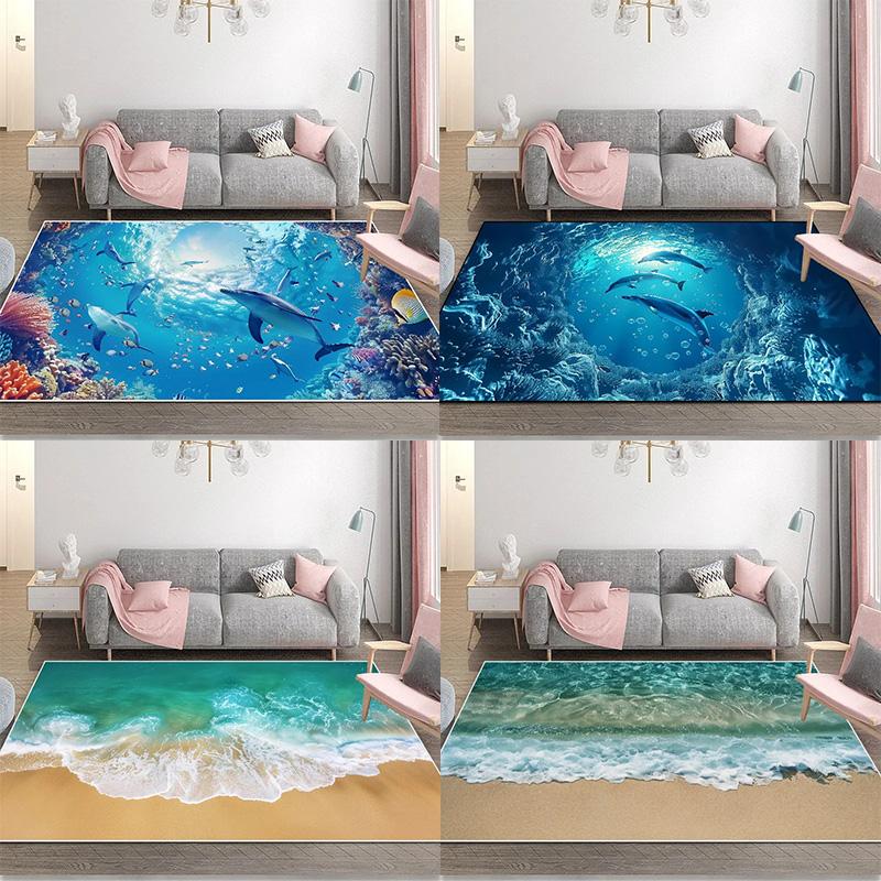 Sea 3D Vision Rug Modern Living Room Area Rug For Children’S Bedroom Play Crawling