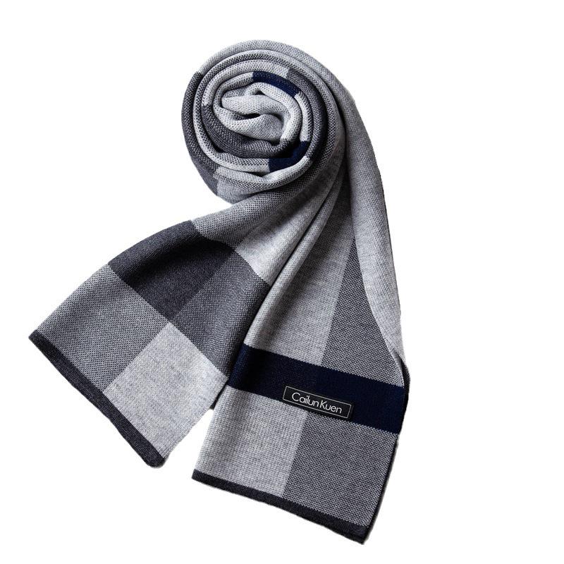 2026 New Men's Wool Plaid Scarf – Trendy Knitted Korean Style, Versatile and Warm Winter Accessory