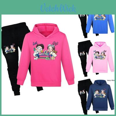 Kids Cotton Cartoon Hoodie And Jogging Pants Set For Winter And Spring Play