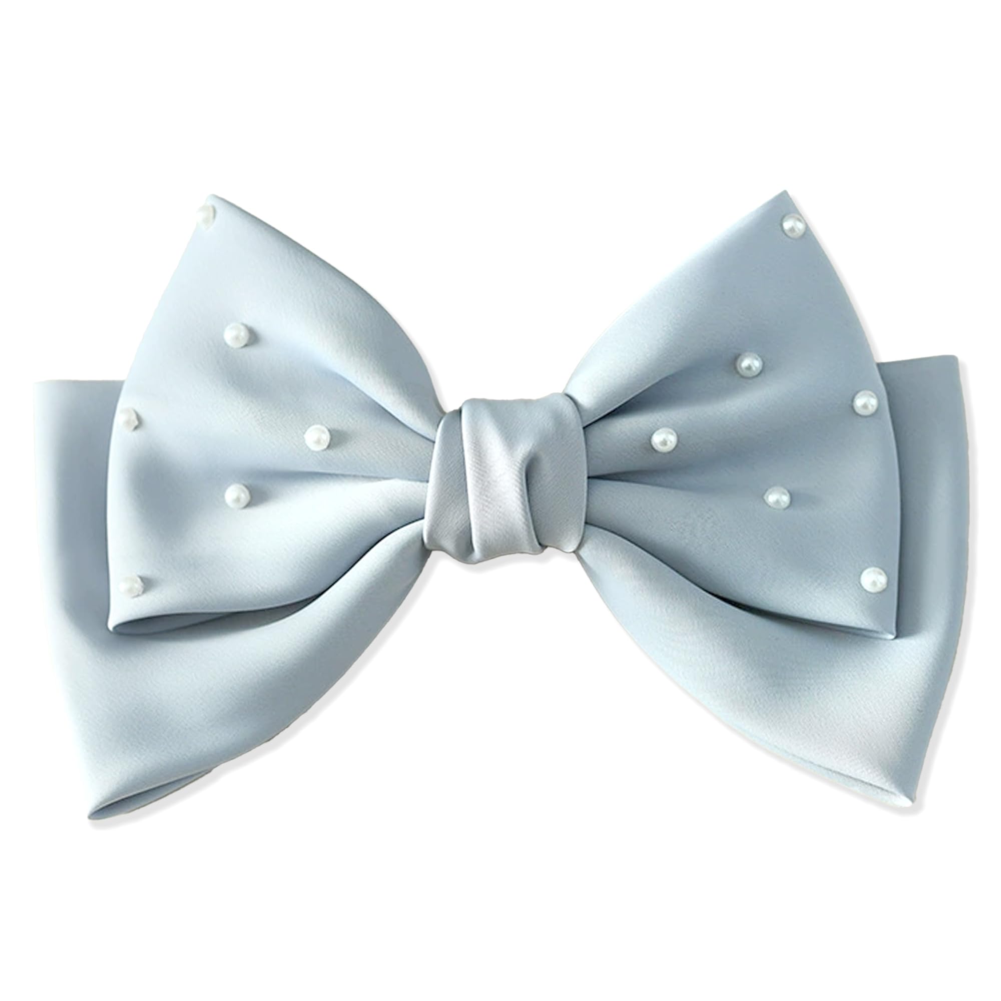 Pearl-trimmed Big Ribbon Blue Ribbon Clip Lolita Dreamy Cute Gothic Lolita Hair Clip Hairpin Hair Accessory [Used]