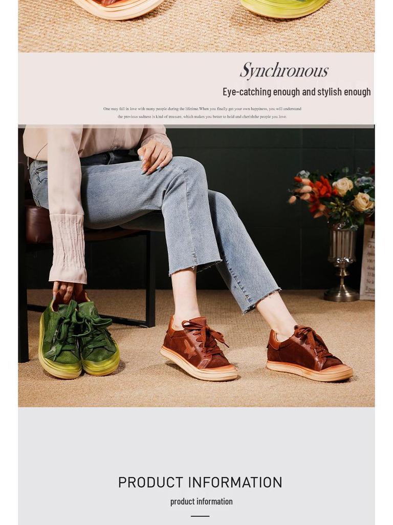 Four Seasons Damen Herbst 2025 Echtleder Schnür-Skateschuhe