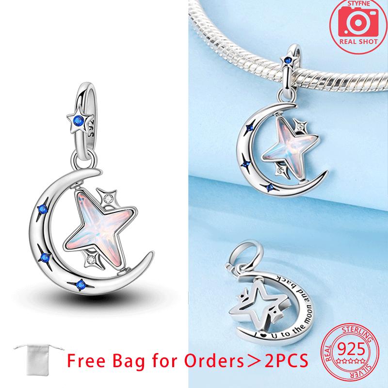Zircon Moon Stars Planets Pendant Charm Bead Charms Bead Charms Compatible With Do It Yourself Women Copper Jewellery Authentic Bracelets Necklaces Fi