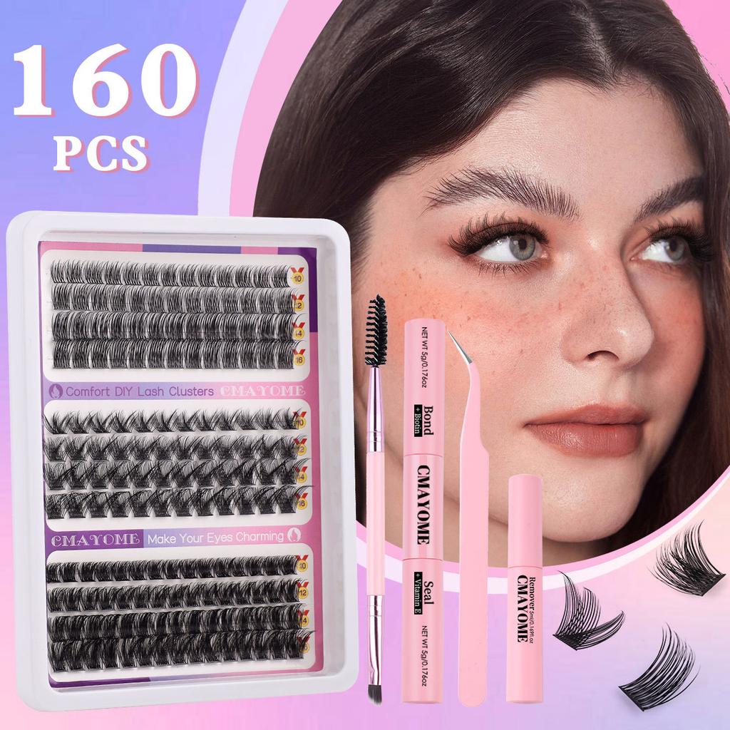 Diy False Eyelash Extension Set Multi-Hair Single Cluster 10-16Mm Length Thick Eyelashes