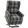 Power Lift Recliner Chair with Vibration Massage, Heat, Checked Lift Chair with Remote, Side Pockets, Grey