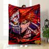 Bleach-inspired Fiery Masked Anime Character Flannel Blanket for Bedroom, Living Room, Sofa, and Nap Sofas.