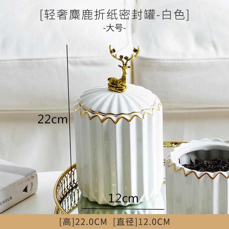 Ceramic Jar Storage Tank with Deer Cover Candy Jar Cotton Swab Box Food Container Snack Box Home Desktop Organizer Tissue Box