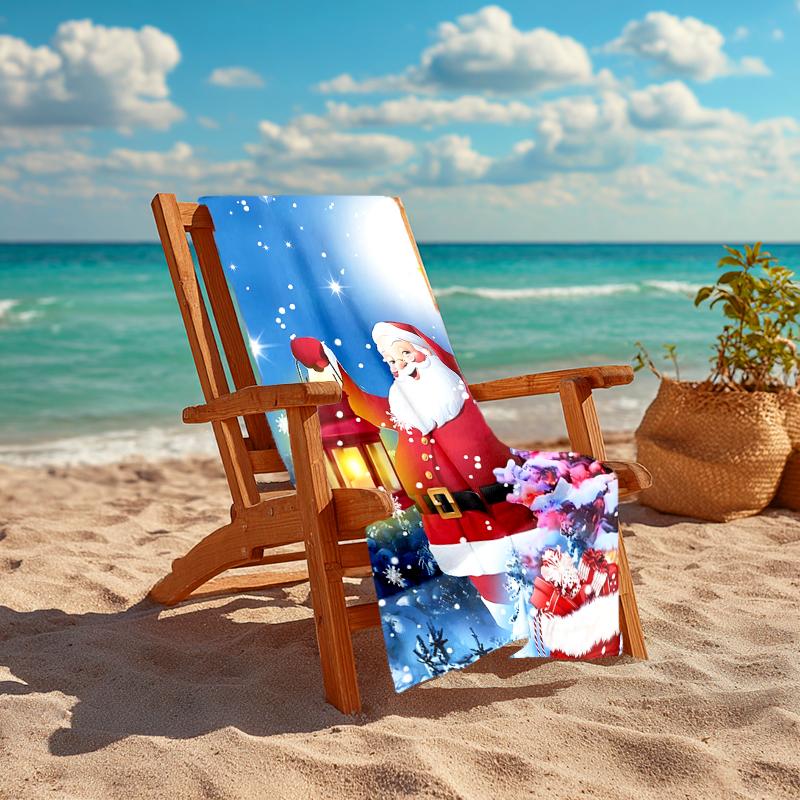 Ultra-Soft Beach Towel with Christmas Santa Claus Theme,Ideal for Pool - Camping, Diving - Perfect Travel Essential, Vibrant Beach Towel.