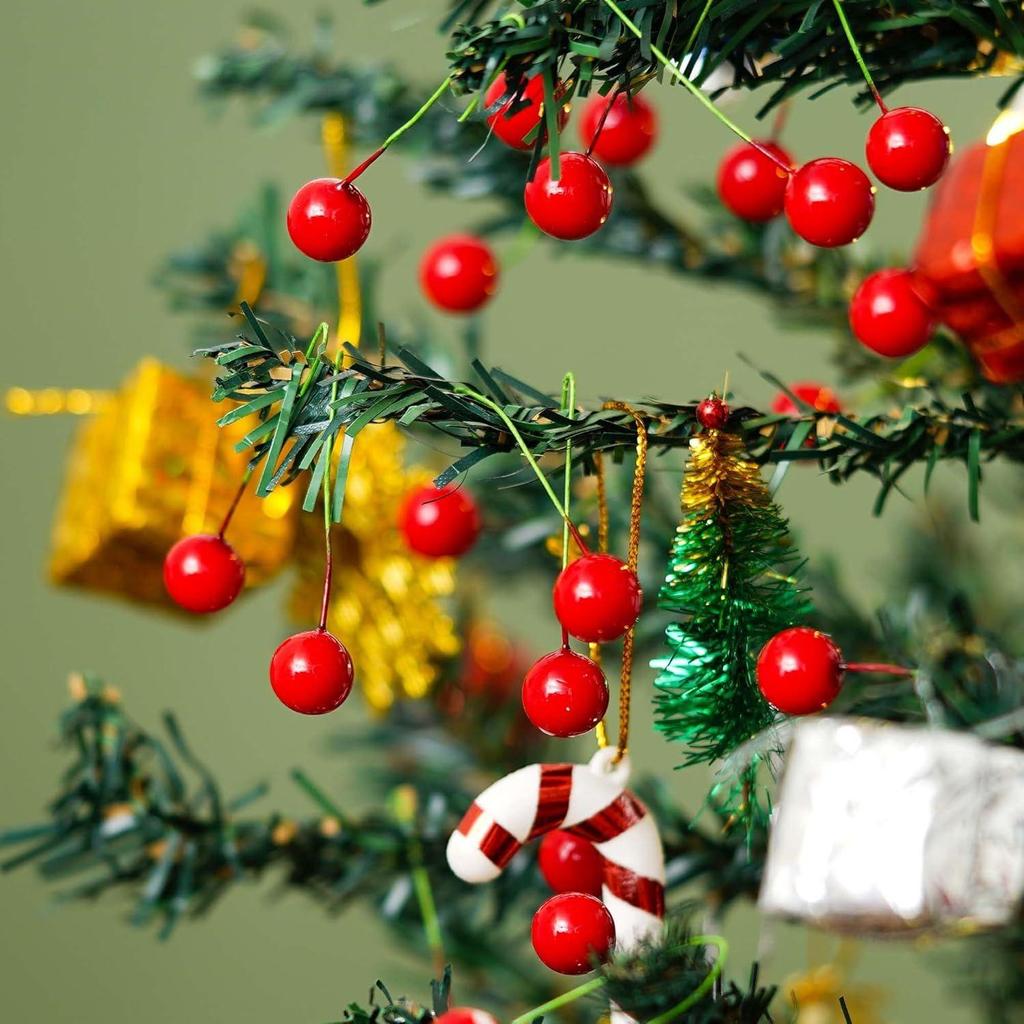 Christmas Artificial Holi Berries Fruit for Christmas Tree Decoration Flower Wreath DIY Christmas Craft (Pack of 100)|Christmas Ornaments Props