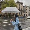 Matte Semi-Automatische Transparante Paraplu – Schattige Zonnescherm voor Mannen & Vrouwen, Ideaal voor Fotografie