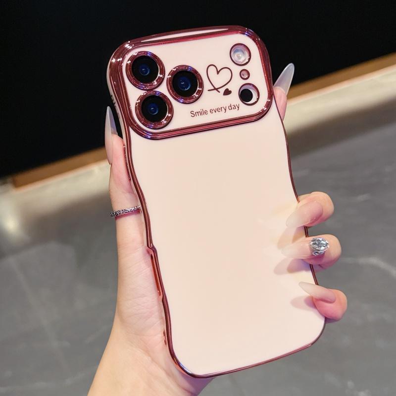 Electroplating Love Design Phone Case for iPhone 17 pro Max 17 Air 16 15 14 plus 13 12 11 pro Max with Lens Shockproof Bumper