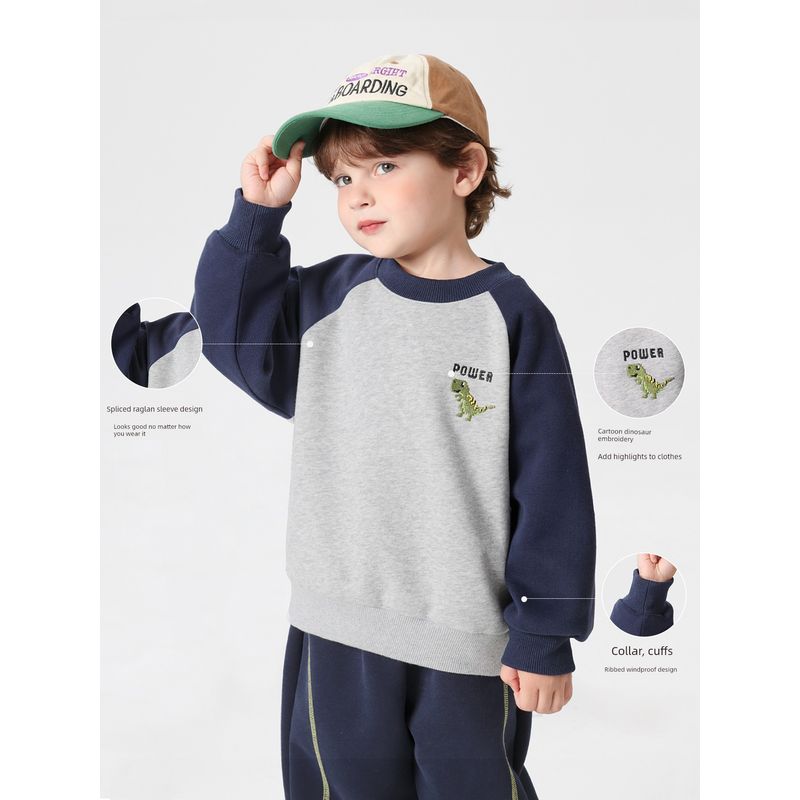 Right European Style Boys' Cartoon Raglan Sleeve Casual Sweatshirt 2026 Spring and Autumn New Children's Loose Top