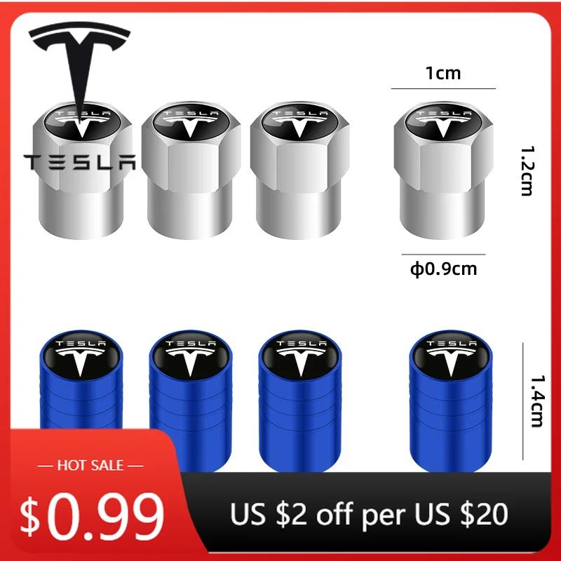 Car Sticker Tesla 4pcs Aluminum Alloy Car Wheel Tire Valve Caps Tyre Rim Stem Covers For Tesla Model 3 Model X Y Style Roadster