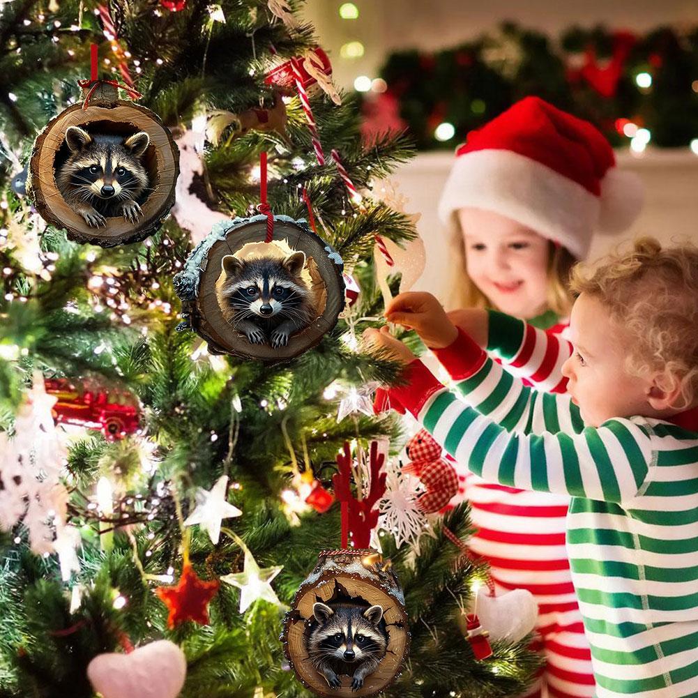 Animal Christmas Ornaments 2D Acrylic Forest Animal Cute Woodland Animal Animal Pattern Christm L5C9