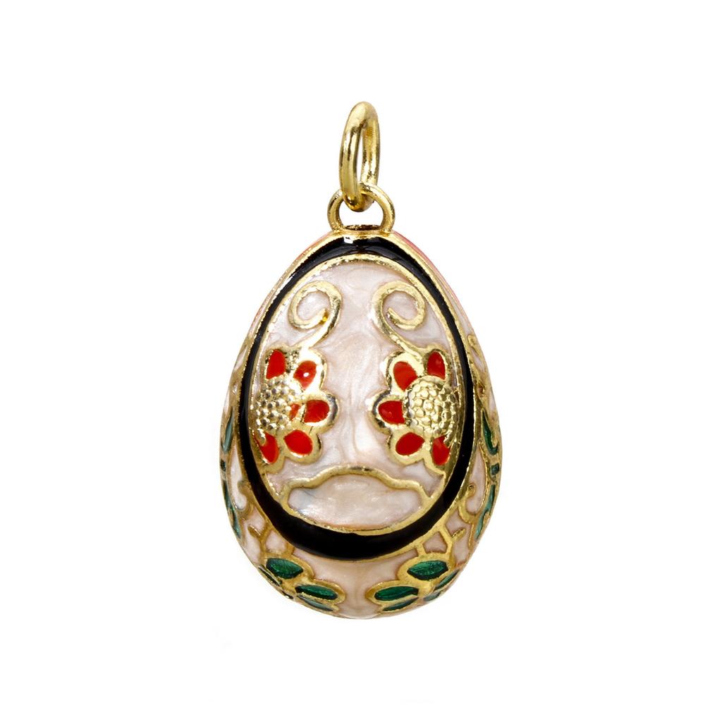 1 Piece Brass Easter Day Series Charms For Jewelry Making 18K Gold Plated Flower Faberge Egg Pendant DIY Findings 28mm x 15.5mm