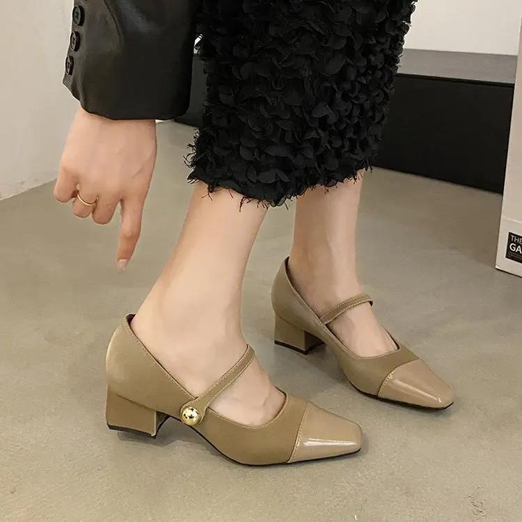 Fashion Platform High Heels for Women Beach Fashion Sexy Light Cut Buckle Square with Simple Fashion Banquet Solid Color All Match Style