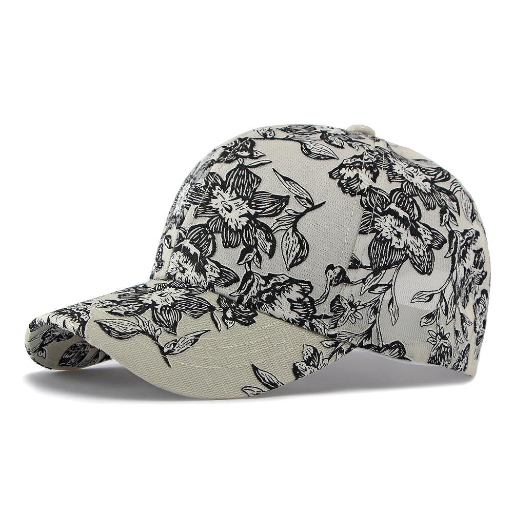 Baseballkappe mit Blumenmuster Atmungsaktiver Sonnenhut für Damen Herren Verstellbarer Visier für Outdoor-Sport