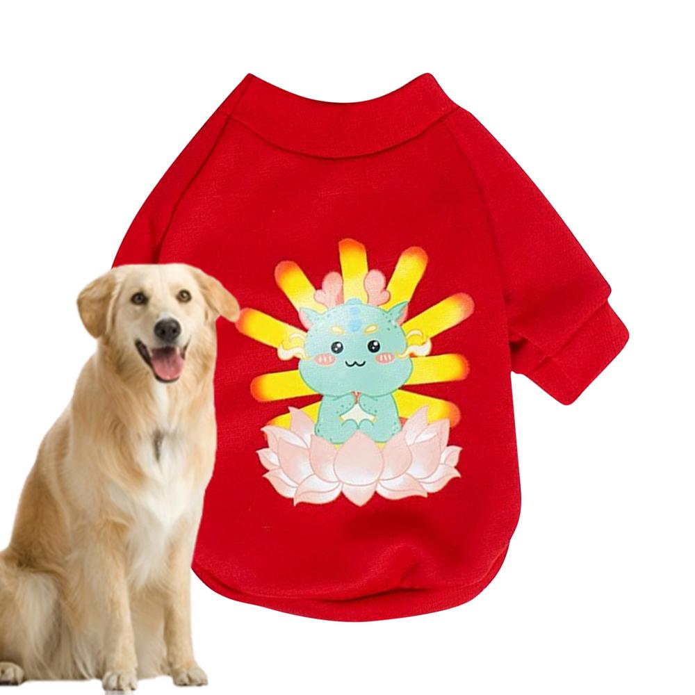 Pet New Year Clothes Cold Weather Thermal Dog Coat With Dragon Pattern Autumn Winter Pet Sweatshirt For Dog Cat Rabbit