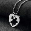 Heart Puzzle Pieces Couple Necklaces Sturdy Steel Heart Puzzle Pendant Necklaces Accessory for Couples Romance Gift