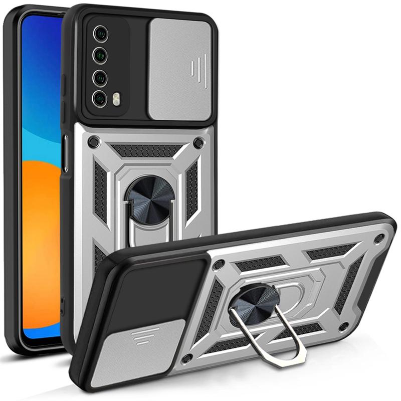 

Чехол для Huawei Y6A Y7A Y9A, защитный чехол для объектива камеры, защитный чехол для телефона Huawei Y6P Y7P Y8P, магнитный держатель с кольцом, задняя крышка For Huawei Y9A серебряный