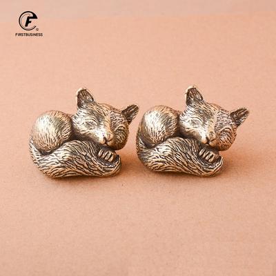 Solid Brass Fox Figurines Miniatures Desk Ornaments Tea Pet Crafts Retro Small Animal Statue Children Toy Gifts Home Decorations