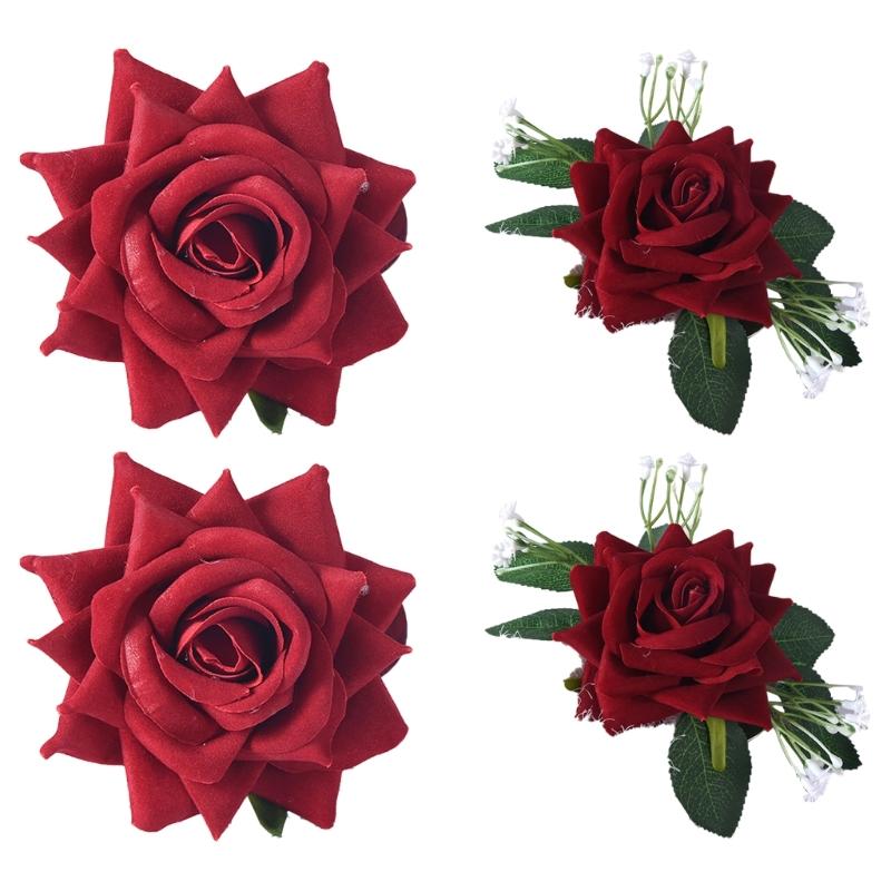 

Romance Artificial Rose Flower Curtain Teibacks Clips Set of 4 Decorative Drapery Holdbacks Clamp for Living Room Decors бордовий