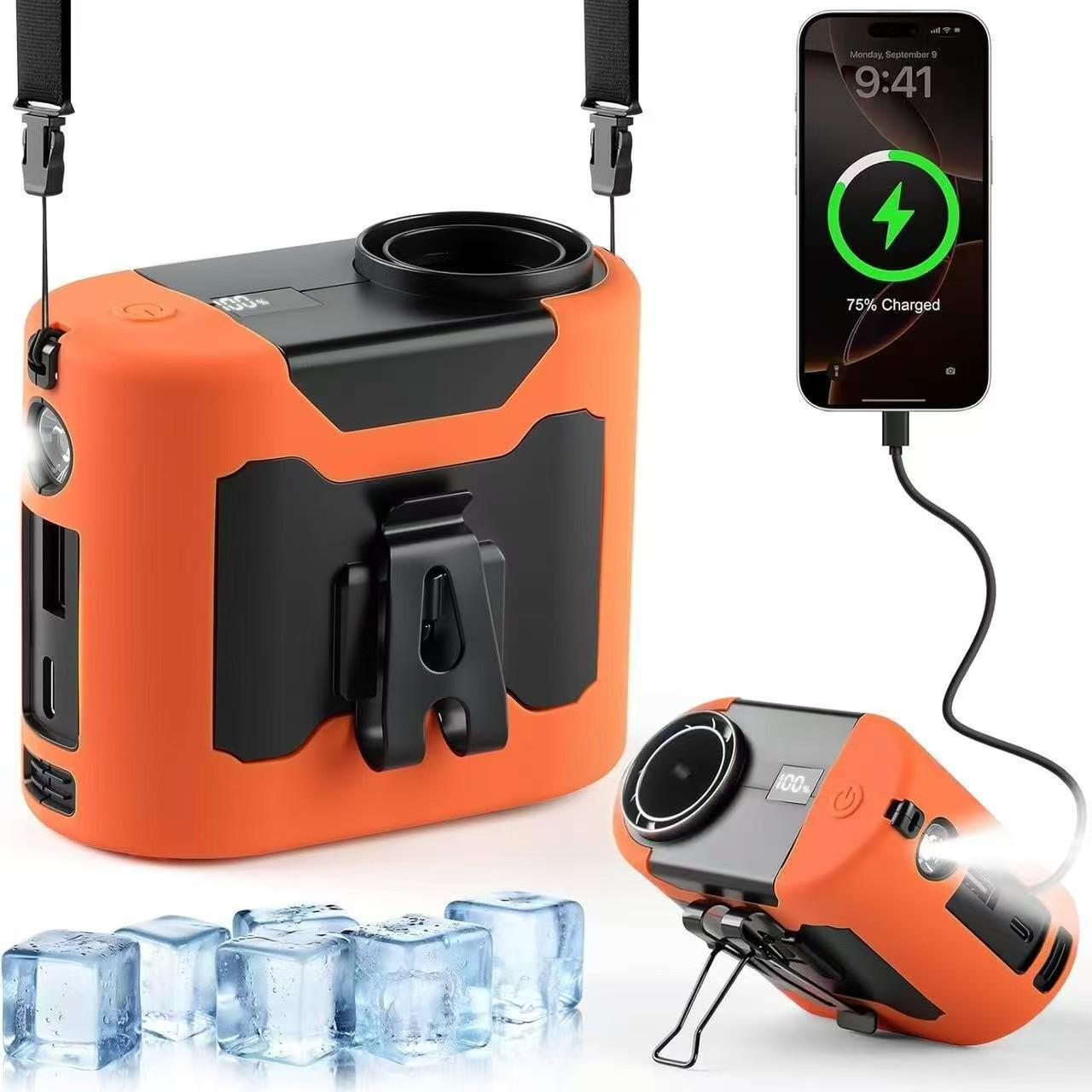 

Portable Dual-Outlet Waist Fan, 20,000 mAh with High Wind Power for Outdoor Construction and Meetings 131x88x58
