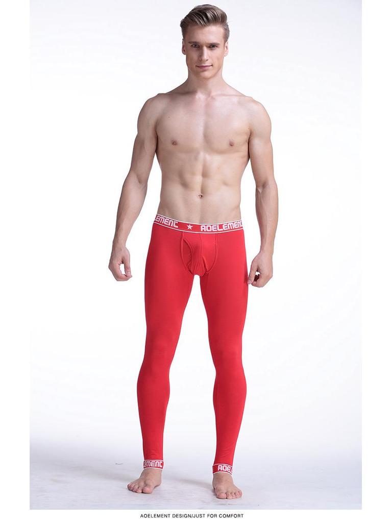 Pánské teplé bavlněno-vlněné legíny slim fit na podzim-zimu