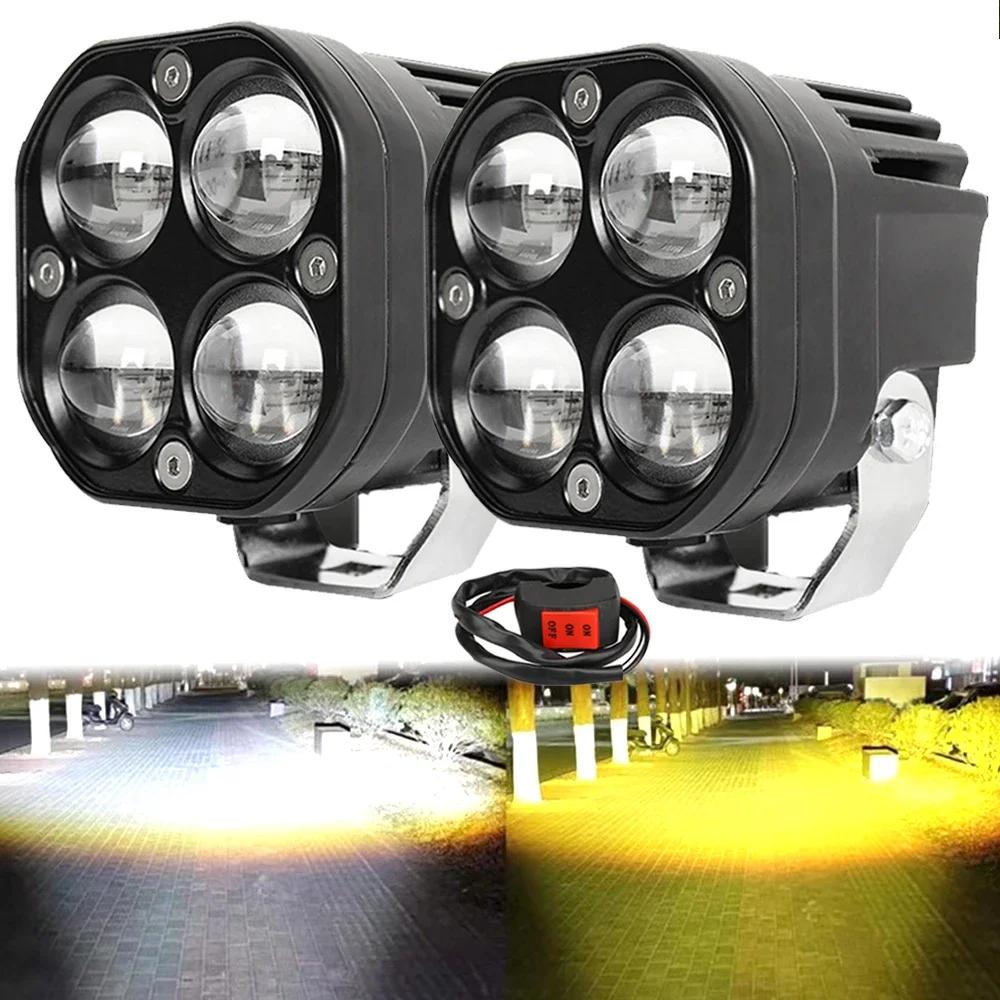 1000W Super Bright 3 Inch Dual Color LED Motorcycle Headlights Spotlights Auxiliary12V 24V Driving Lamp for 4x4 Car Auto SUV ATV