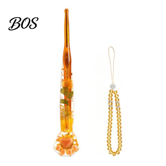 Resin Floral Crochet Hook Hook, Dried Flower Clear Handle Hand Sore Prevention Tool Metal Head with Beaded Wristlet for Arthritis Beginners