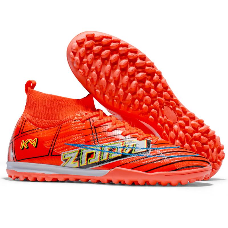 New High-top Football Shoes Men's Fly-woven Breathable Socks Professional Training Sneakers Long Nails Broken Nails Football Shoes Spot