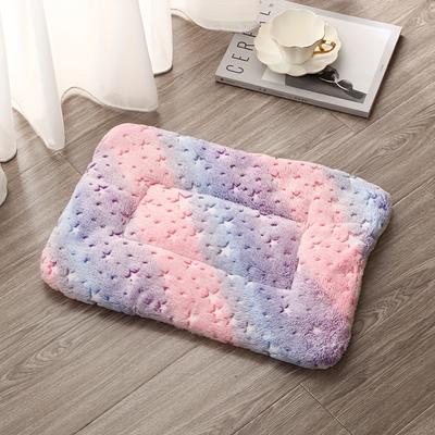 1 Stück Plüsch-Haustierdecke für Hunde & Katzen, Weiche, Dicke Matte mit Schutzkante, Rosa Regenbogen-Sternenmuster, Ideal für Alle Hunderassen