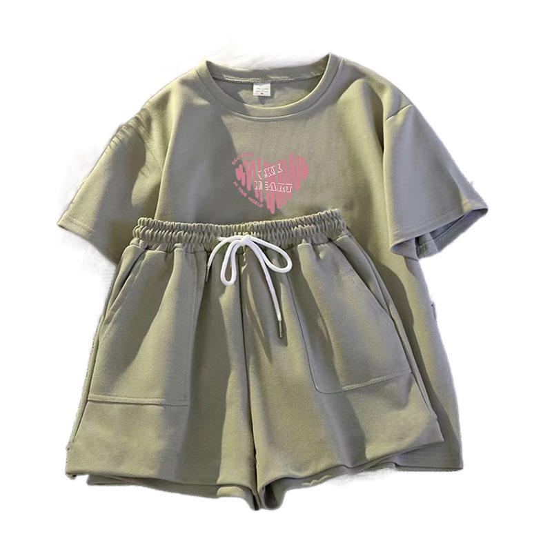 Women's Fashionable Two-Piece Summer Sports Set - Loose-Fit, Short-Sleeved T-shirt & Shorts for Casual Wear