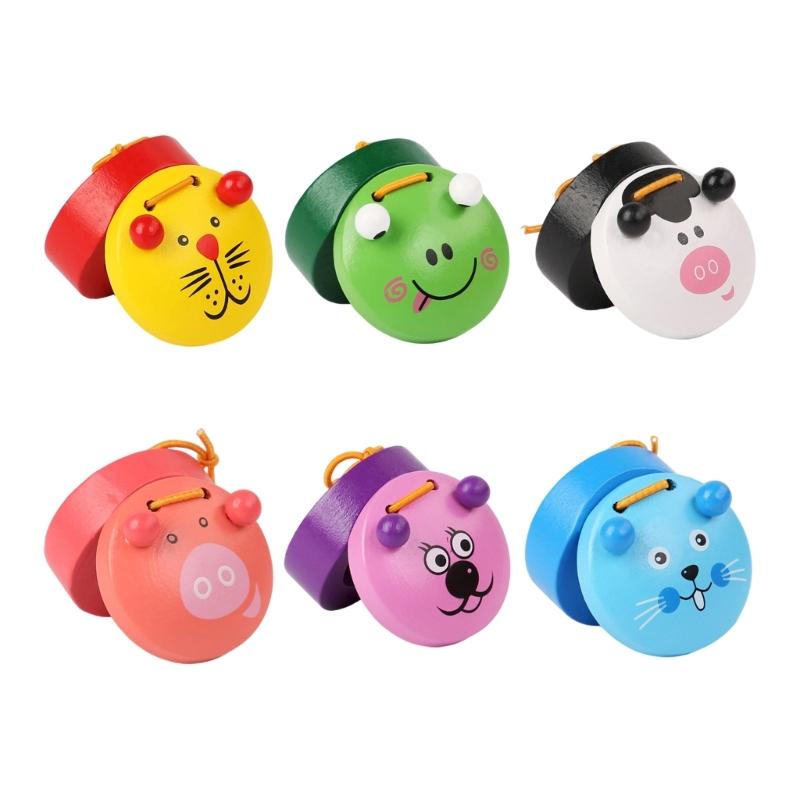 Wooden Clapper Castanets Musical Instrument Educational Percussion Rhythm Castanets Musical Clap Board for Kids Adults