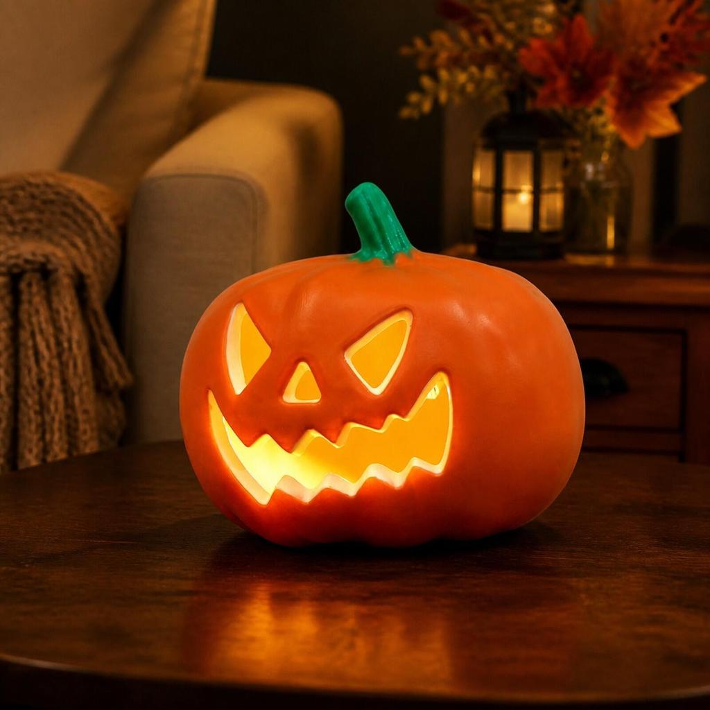 Halloween Pumpkin Lamp Orange Operated Light Decorative PVC JackO'Lantern for