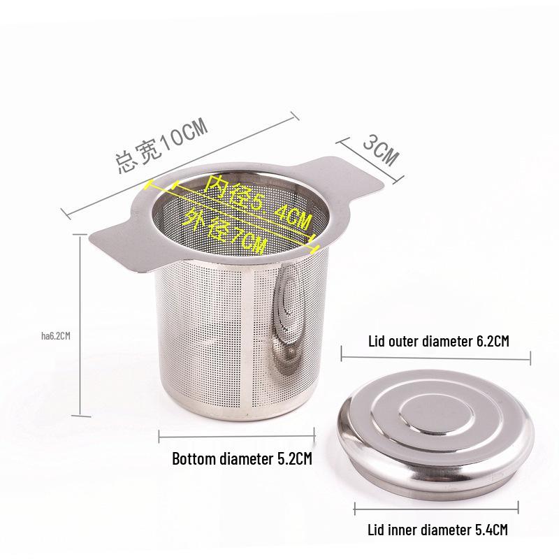 Stainless Steel Tea & Coffee Infuser with Lid and Handle - Double Ear Mesh Strainer