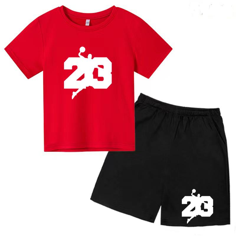 Basketball T-shirt Training Clothes Summer Children's Shirt + Shorts 2-piece Set Girls Boys Sports Casual Charming Top