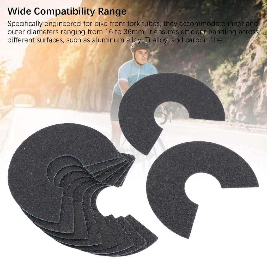 10pcs Bike Front Fork Tube Grinding Tools Less Dust Deburring Sandpaper for Metal Carbon Fiber Round