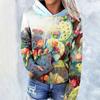 Vintage Printed Hooded Sweatshirt Sportwear Coat for Women 3D Pocket Hoodies Autumn Women's Pullovers