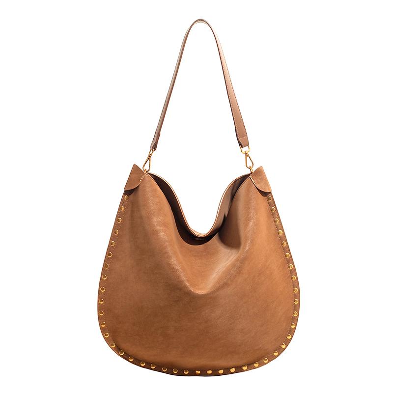 Persality Horseshoe Shape PU Solid Hasp Women's Shoulder Bags  Exquisite Rivets Large Capacity Versatile Crossbody Bag
