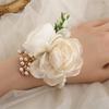 Elegante Corsage da Matrimonio Fiore da Polso Perle Per Sposa Damigella d'Onore Sposo Evento Formale Fiorato in Seta Bottoniera Accesso