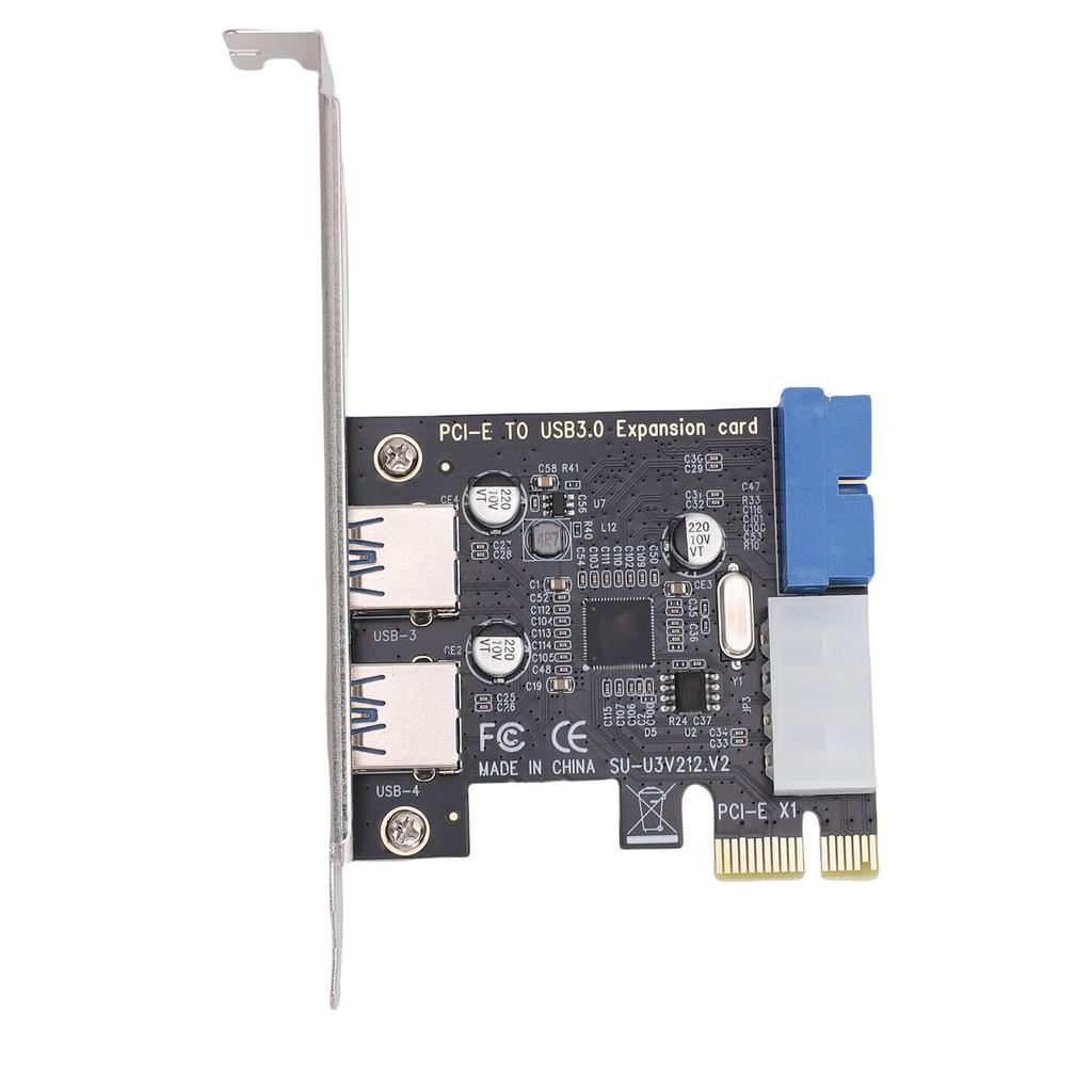 PCIE To USB 3.0 Expansion Card 5 Gbps 2 Ports with Front USB3.0 19pin Connector 4pin Power Interface for Desktop PC