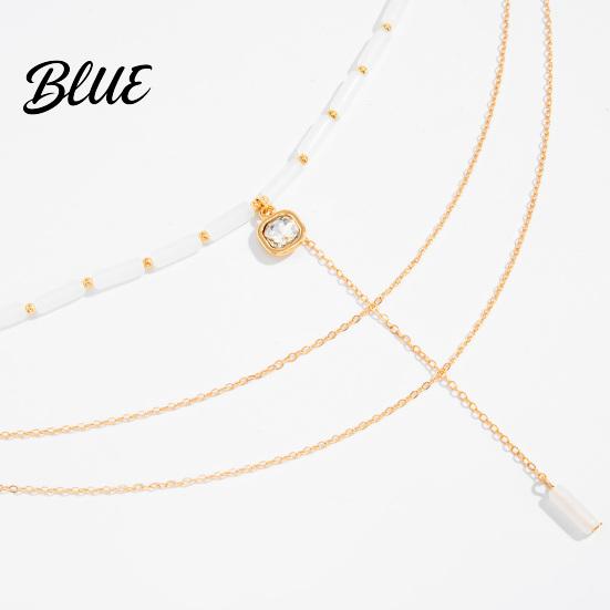 Elegant Pendant Necklace Layered Chain Necklace Y Long Beaded Choker