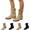 Damen Mode Spitz Zehen - Mittelhohe Stiefel Breite Weite V-Ausschnitt Kragen