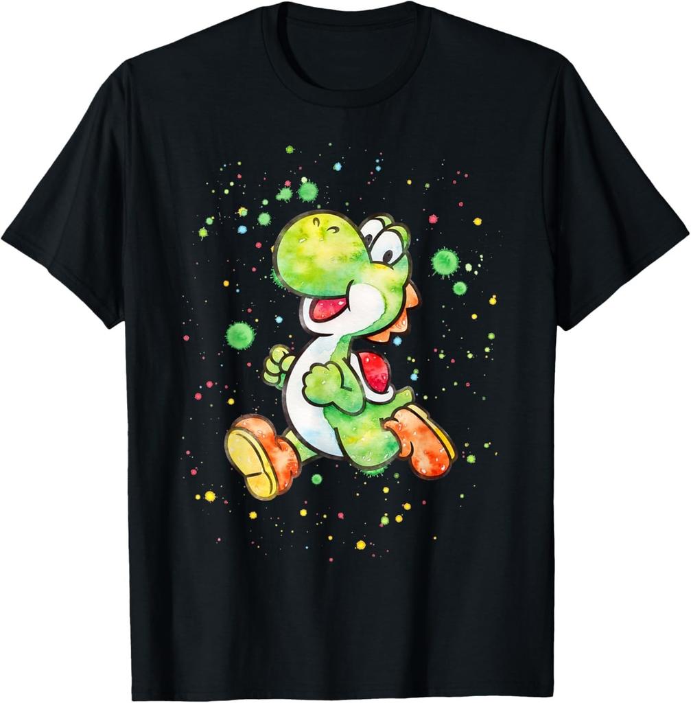 Super Mario Yoshi Watercolor Splatter Portrait T-Shirt Mens Womens Tees Top