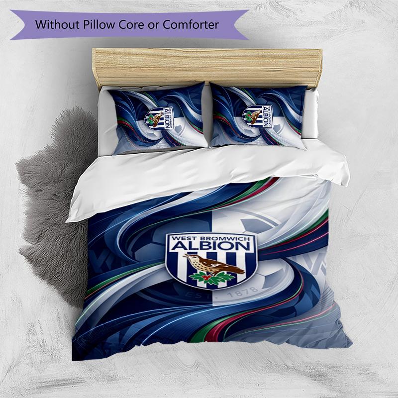 Set Biancheria da Letto Stampato West Bromwich Albion Football 3 Pezzi, Set Copripiumino Confortevole e Delicato sulla Pelle per Camera da Letto